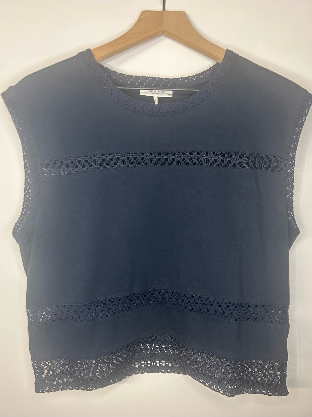 *NWT* Rag & Bone Rosie Lace-Trim Cotton Muscle Tank, Size Medium - Picture 5 of 14
